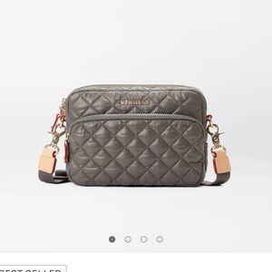 MZ Wallace Gray Quilted Crossbody Bag with Adjustable Strap